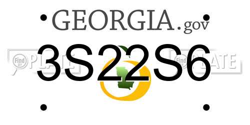 3S22S6 Georgia License Plate