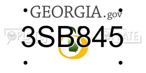 3SB845 Georgia License Plate