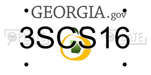 3SCS16 Georgia License Plate
