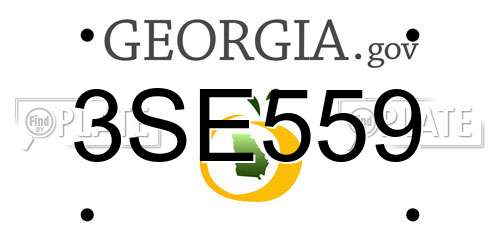 3SE559 Georgia License Plate