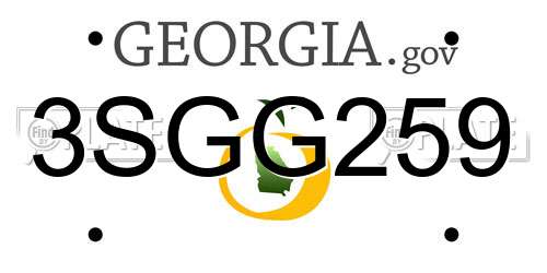 3SGG259 Georgia License Plate