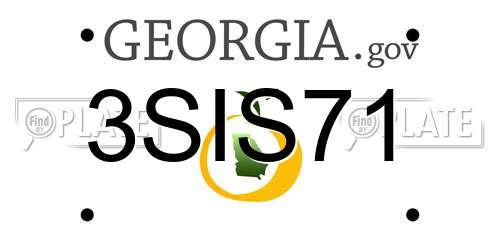 3SIS71 Georgia License Plate
