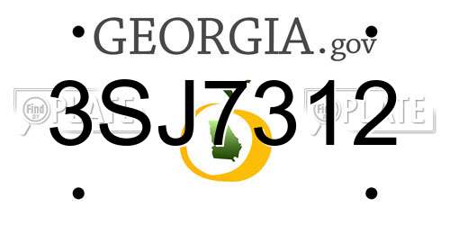 3SJ7312 Georgia License Plate
