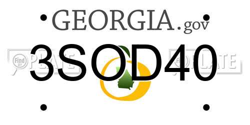 3SOD40 Georgia License Plate