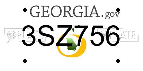 3SZ756 Georgia License Plate