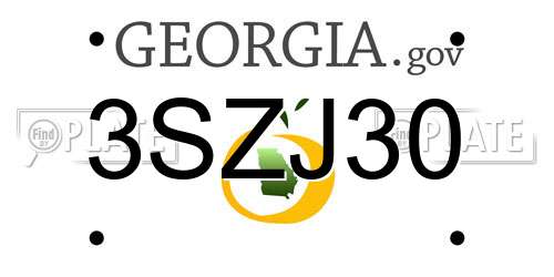 3SZJ30 Georgia License Plate