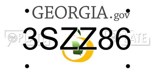 3SZZ86 Georgia License Plate