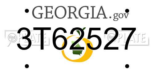 3T62527 Georgia License Plate