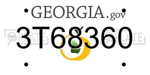 3T68360 Georgia License Plate