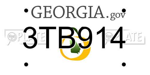 3TB914 Georgia License Plate