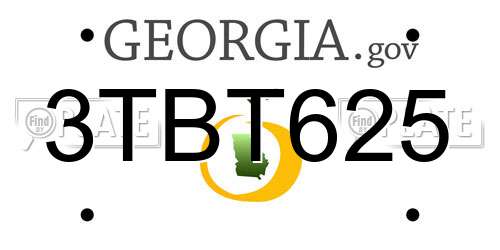 3TBT625 Georgia License Plate