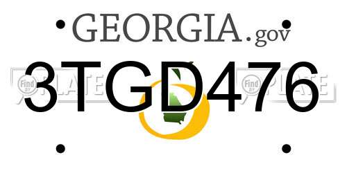3TGD476 Georgia License Plate