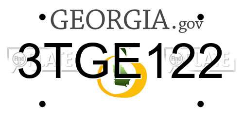3TGE122 Georgia License Plate