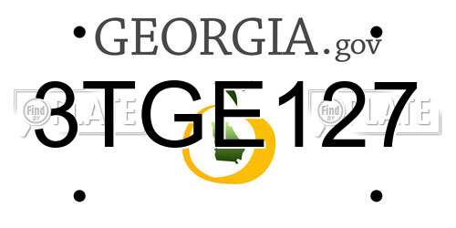 3TGE127 Georgia License Plate