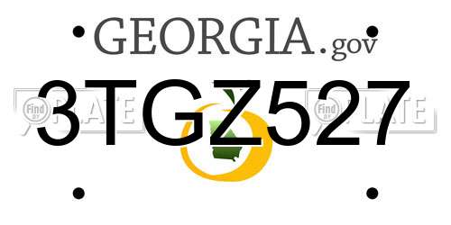 3TGZ527 Georgia License Plate