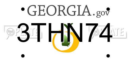 3THN74 Georgia License Plate
