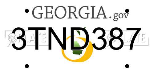 3TND387 Georgia License Plate
