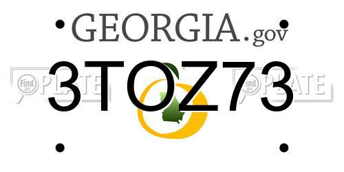 3TOZ73 Georgia License Plate