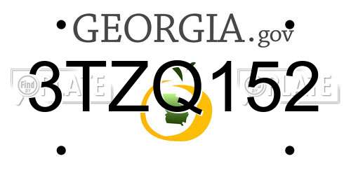 3TZQ152 Georgia License Plate