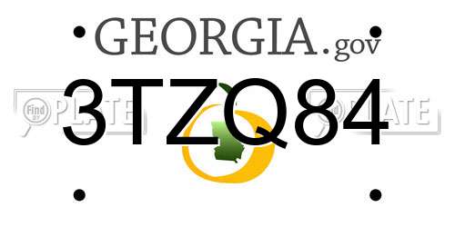 3TZQ84 Georgia License Plate