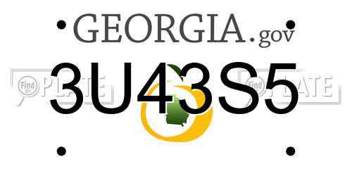 3U43S5 Georgia License Plate
