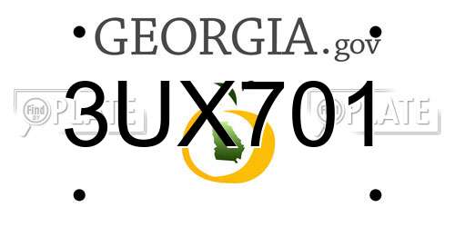 3UX701 Georgia License Plate
