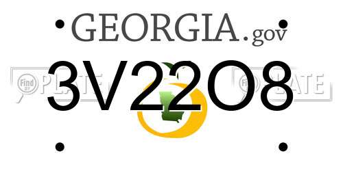 3V22O8 Georgia License Plate