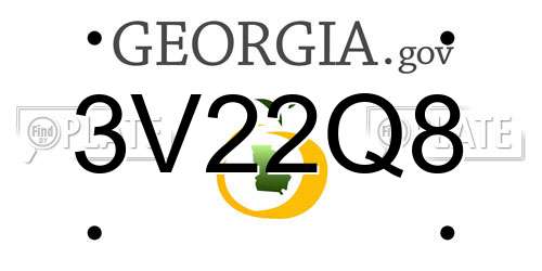 3V22Q8 Georgia License Plate