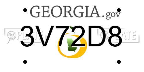 3V72D8 Georgia License Plate