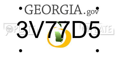 3V77D5 Georgia License Plate