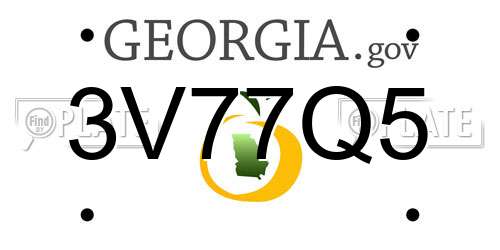 3V77Q5 Georgia License Plate