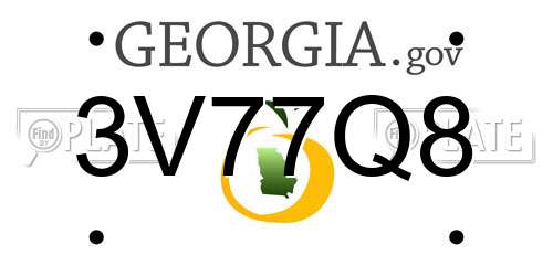 3V77Q8 Georgia License Plate