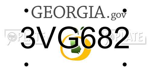 3VG682 Georgia License Plate