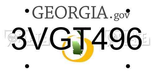 3VGT496 Georgia License Plate