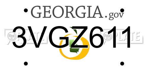 3VGZ611 Georgia License Plate