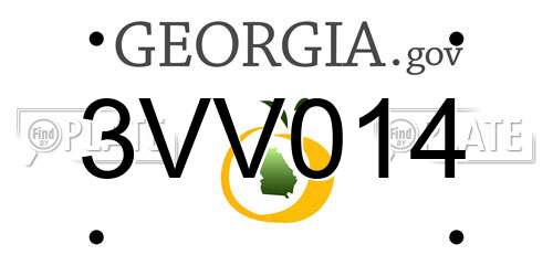 3VV014 Georgia License Plate