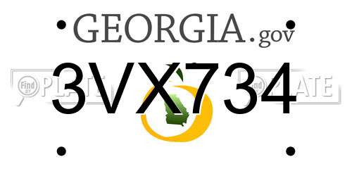 3VX734 Georgia License Plate