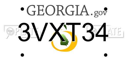 3VXT34 Georgia License Plate