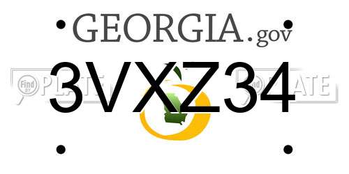 3VXZ34 Georgia License Plate