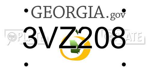 3VZ208 Georgia License Plate