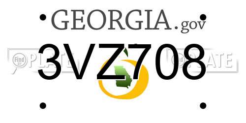 3VZ708 Georgia License Plate