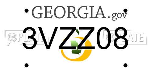 3VZZ08 Georgia License Plate