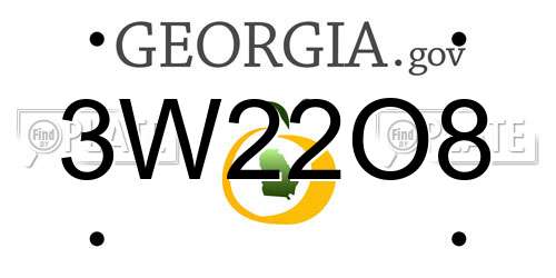 3W22O8 Georgia License Plate