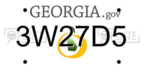 3W27D5 Georgia License Plate
