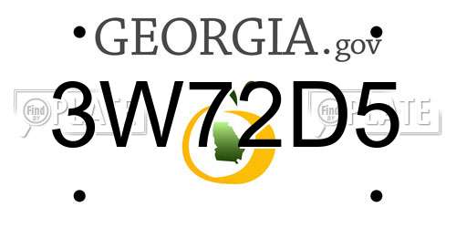 3W72D5 Georgia License Plate
