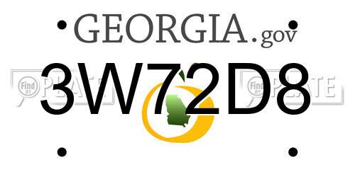 3W72D8 Georgia License Plate