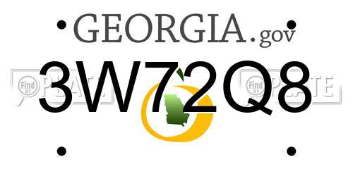 3W72Q8 Georgia License Plate