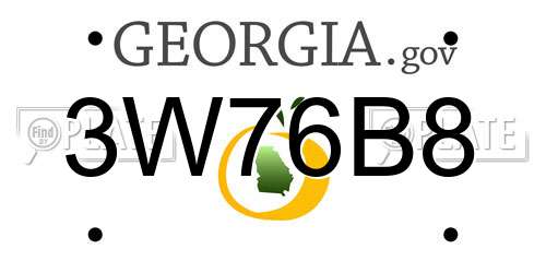 3W76B8 Georgia License Plate