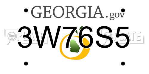 3W76S5 Georgia License Plate
