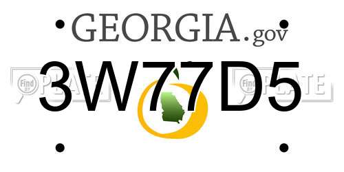 3W77D5 Georgia License Plate